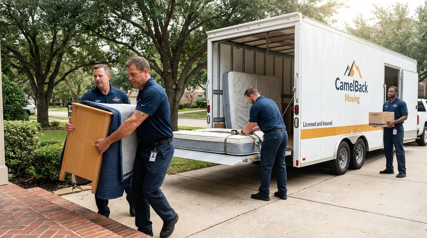 Crew loading residential truck for cross-state move from Beulaville, NC